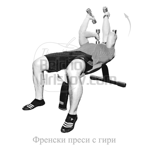 Трицепсово разгъване с дъмбели